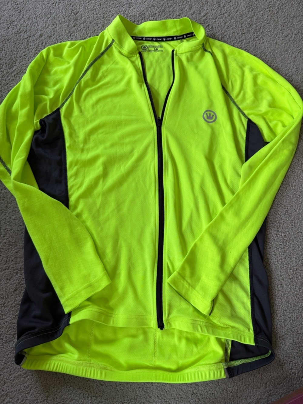 Canari Neon Yellow Cycling Jacket with Black Zipper Trim